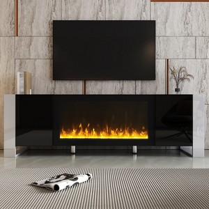68" Fireplace TV Stand for TVs UP to 78", Electric Fireplace Media Entertainment Center, Modern TV Console Table with Storage for Living Room - 1 of 4