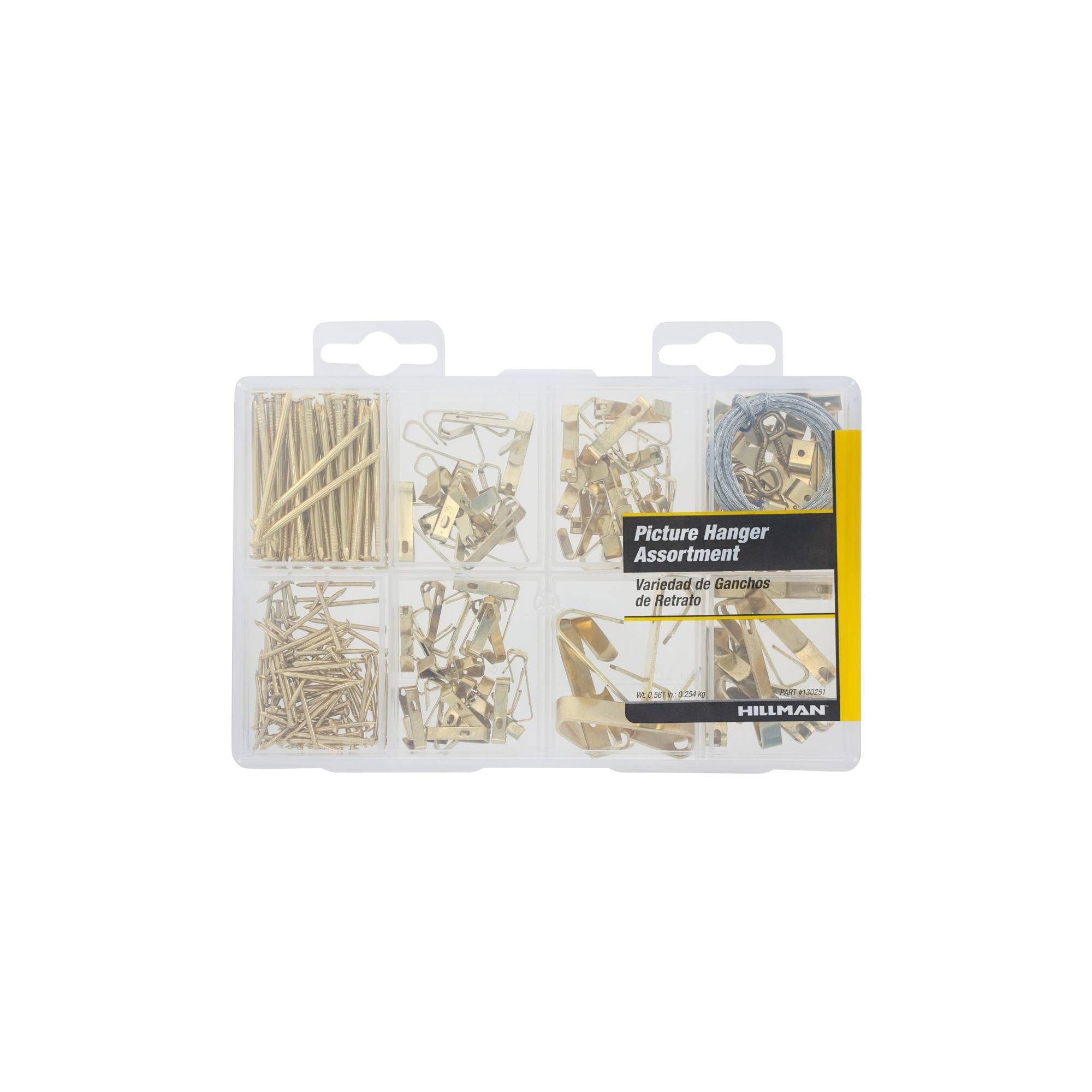Hillman 206ct 10-100lbs Picture Hanging Kit - Gold: Steel