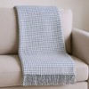 HomeRoots 50" X 67" Cream And Denim Blue Cotton Blend Woven Plaid Throw Blanket with Fringe - 2 of 4