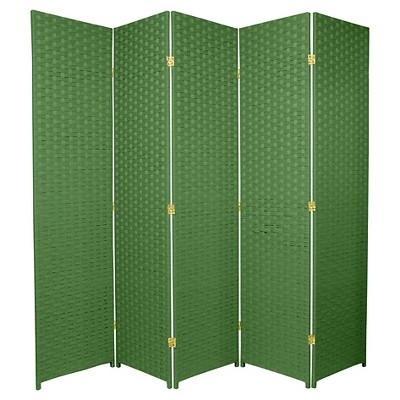 6 ft. Tall Woven Fiber Room Divider - Light Green (5 Panels)
