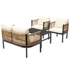 4-Piece Outdoor Patio Iron Conversation Sofa Set with Tempered Glass Coffee Table - 2 of 4