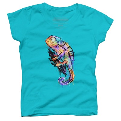 Girl's Design By Humans Chameleon By Alnavasord T-shirt - Ocean Blue ...