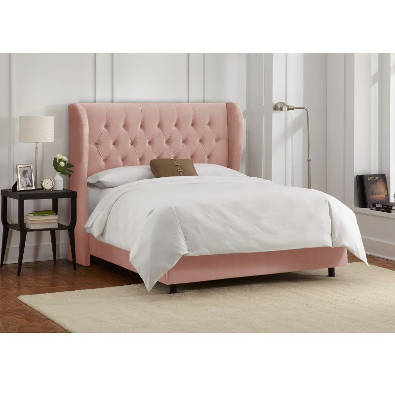 Skyline Furniture Tufted Velvet Upholstered Wingback Bed, 3 of 7