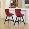 CAVINAS Set of 2 Swivel Bar Stools,Velvet Counter Stools with Button Tufted Back & Wooden Legs,Bar Chairs for Home Pub & Kitchen Island - 3 of 4