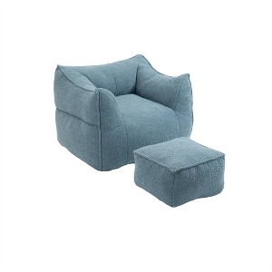 XINGHANZHENXUAN High Back Bean Bag Chair Lazy Sofa with Ottoman, Memory Foam Filled Lounger for Adults & Kids - 1 of 4