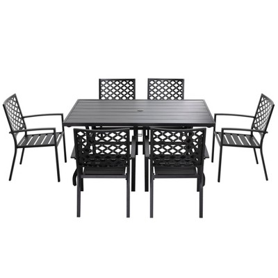 7pc Dining Set - Black - NUU GARDEN