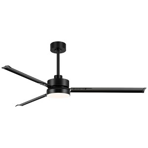 Airsurfer 65 inch Large Matte Black Indoor/Covered Outdoor Ceiling Fan with Light and Remote - 1 of 4