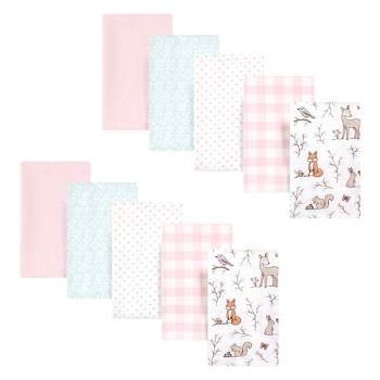 Hudson Baby Infant Girl Cotton Flannel Burp Cloths, Enchanted Forest, One Size