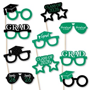 Big Dot of Happiness 2026 Green Graduation Glasses - Paper Card Stock Party Photo Booth Props Kit - 10 Count - 1 of 4