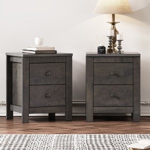 Bella Depot 16.7'' Farmhouse Wooden Nightstand Set of 2 Side Table with Storage Cabinet for Bedroom - 1 of 4