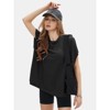 EXLURA Women's Summer Exposed Seams Oversized Tops 2025 Casual Workout T Shirts Trendy Pleated Dressy Crewneck Tunic Outfits - 4 of 4