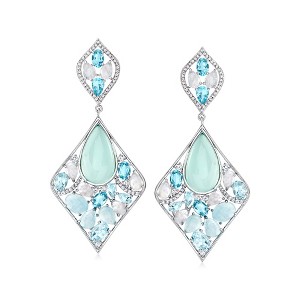 Ross-Simons Blue Chalcedony, Moonstone and 16.60 ct. t.w. Multi-Gemstone Drop Earrings in Sterling Silver - 1 of 4