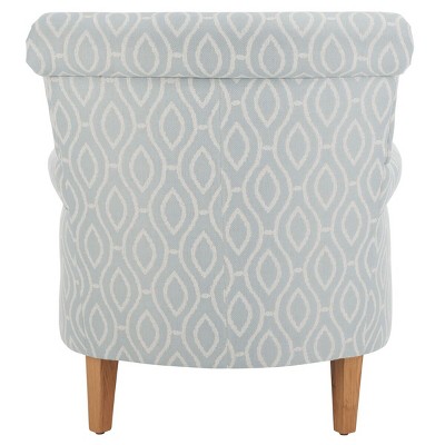 Hazina Light Blue Linen Blend Club Accent Chair with Wood Legs