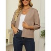 Women's 3/4 Sleeve Cropped Cardigan Knit Sweaters Lightweight Open Front Shrug - 3 of 4