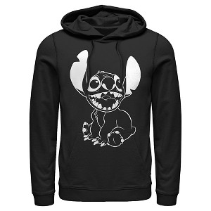 Men's Lilo & Stitch Negative Black and White Pull Over Hoodie - 1 of 4