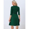 Allegra K Women's Evening Cocktail Half Sleeves V Neck Knee Length Dress - 3 of 4