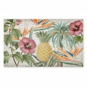Stupell Industries Tropical Flowers & Pineapple Printed Outdoor Door Mat, design by Kim Allen, 18"x30" - 1 of 4