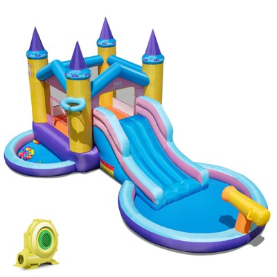 Safstar Kids Inflatable Water Slide w/ Slide Splash Pool Water Cannon with 735W Blower