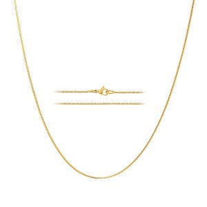 KISPER 24k Gold Box Chain Necklace – Thin, Dainty, Gold Plated Stainless Steel Jewelry for Women with Lobster Clasp - 1 of 4