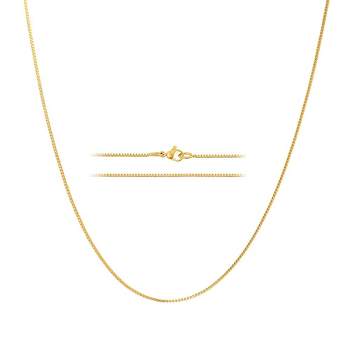 KISPER 24k Gold Box Chain Necklace – Thin, Dainty, Gold Plated Stainless Steel Jewelry for Women with Lobster Clasp