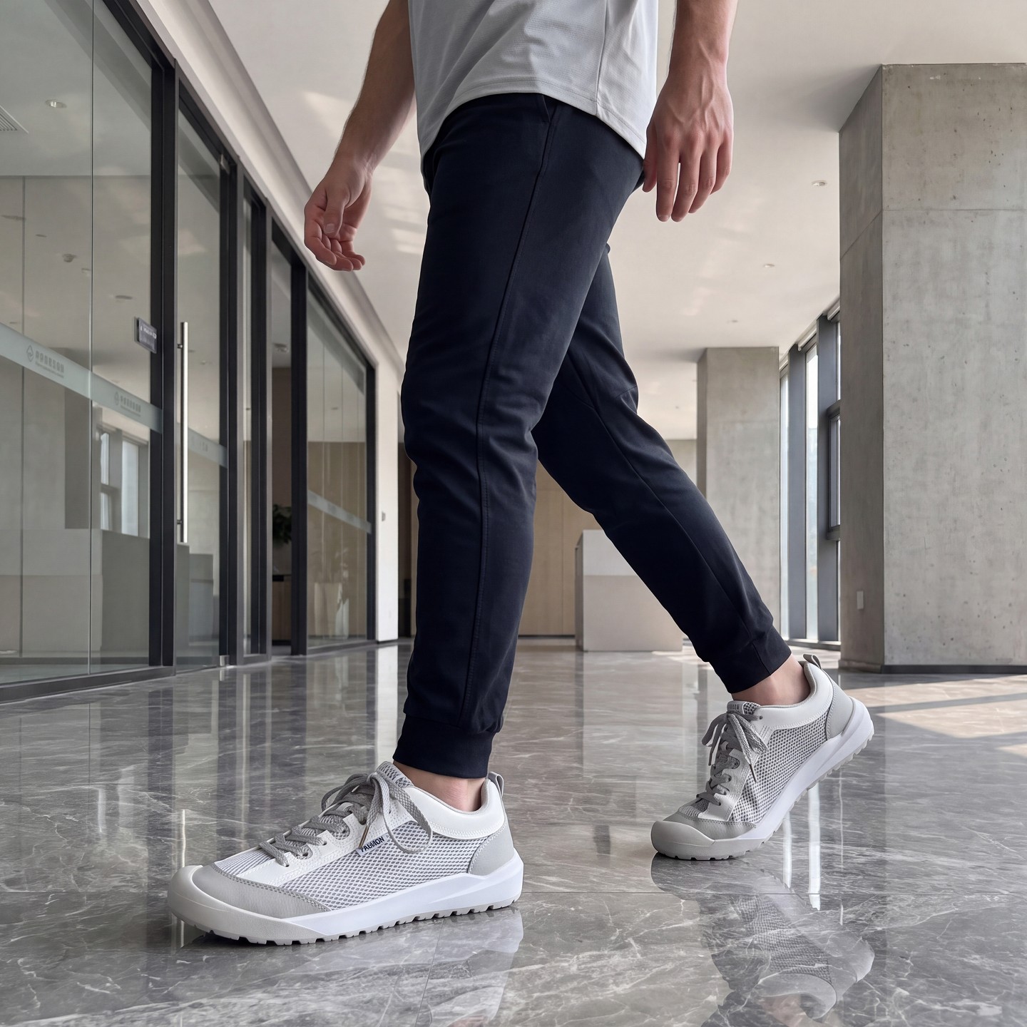 Мужские кроссовки BLISSFUL STEP Breathable Mesh Lightweight Casual Fashion Sneakers 11 White Gray, цвет: Белый — фото 2