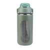 NewHome "34oz Motivational Glass Water Bottle with Time Markers, Straw, Silicone Sleeve & Handle for Gym" Green - 3 of 4