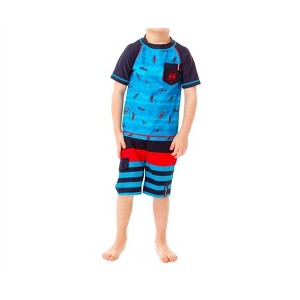 Boy's Kayak Short Raglan Sleeve Rashguard Tee - Noruk Collection - 1 of 4