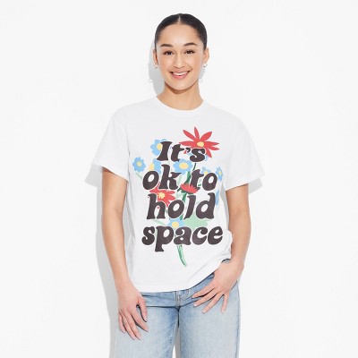 Women's It's Ok to Hold Space Short Sleeve Graphic T-Shirt - White