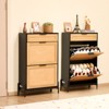 VEVOR Rattan Shoe Cabinet, with 2 Flip Rattan Drawers & 1 Slide Drawer, Metal Legs, Slim Shoe Entryway Cabinet for Entryway, Closet, Hallway, Black - 2 of 4