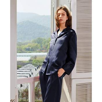 Anjue Two Piece Silk Pajamas for Women Button Down