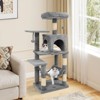 Costway 44” Tall Multi-level Cat Tree with Cushion Top Perch, 2-Entrance Large Cat Condo Beige/Green+Orange/Light Gray/Dark Gray/Pink - 4 of 4