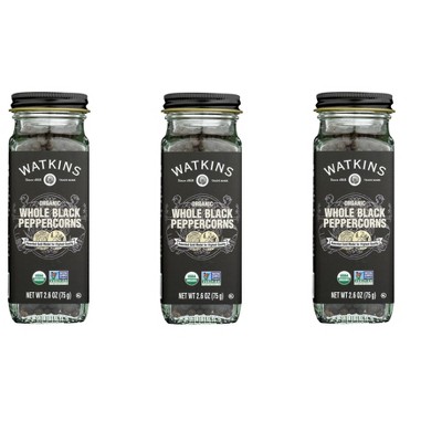 Watkins Organic Whole Black Peppercorns - Case of 3/2.6 oz