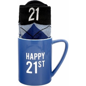 Pavilion Gift Company - Happy 21st - 18 oz Mug and Sock Set - Drinkware - 1 of 4