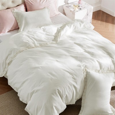 Cotton Duvet Cover Boho Textured Embroidery Jacquard Duvet Cover Set Soft and Breathable Bedding Set for All Seasons