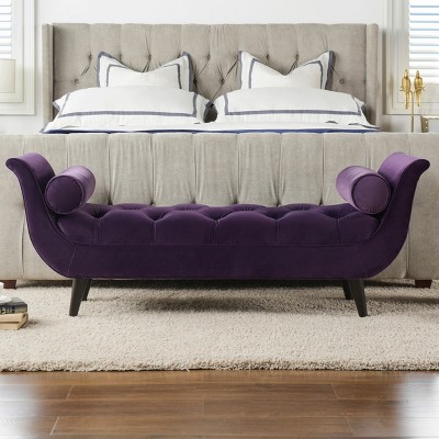 Zeus & Ruta 64.5 in.W Tufted Flared Arm Bed End Stool Entryway Bench