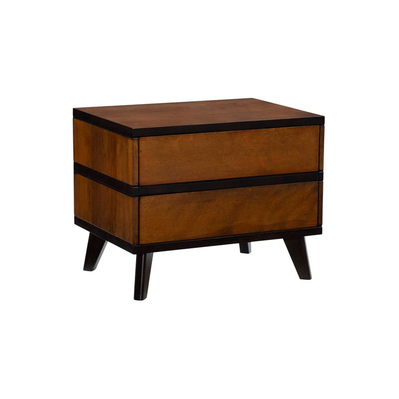 Mid-Century Modern Wood 2 Drawer Nightstand Walnut - Linon, 1 of 16