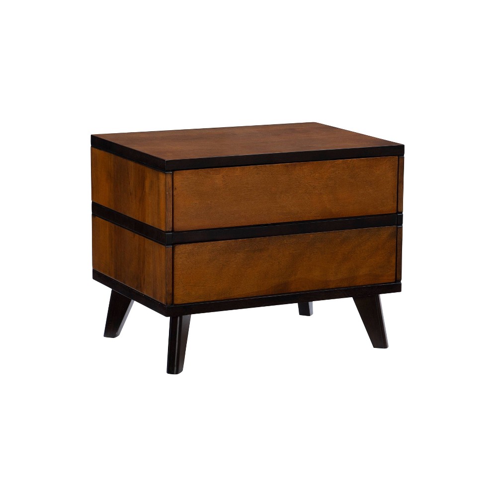 Photos - Storage Сabinet Linon Mid-Century Modern Wood 2 Drawer Nightstand Walnut  