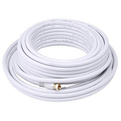 Monoprice Coaxial Cable - 50 Feet - White | RG6 Quad Shield CL2 with F Type Connector, 75 Ohm 18AWG