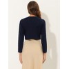 INSPIRE CHIC Women's Solid Open Front Curved Hem Stretchy Fabric Crop Bolero Shrug - 4 of 4