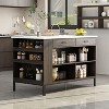 FUFU&GAGA Brown Kitchen Island Storage Table Kitchen Table Large Workspace - 2 of 4