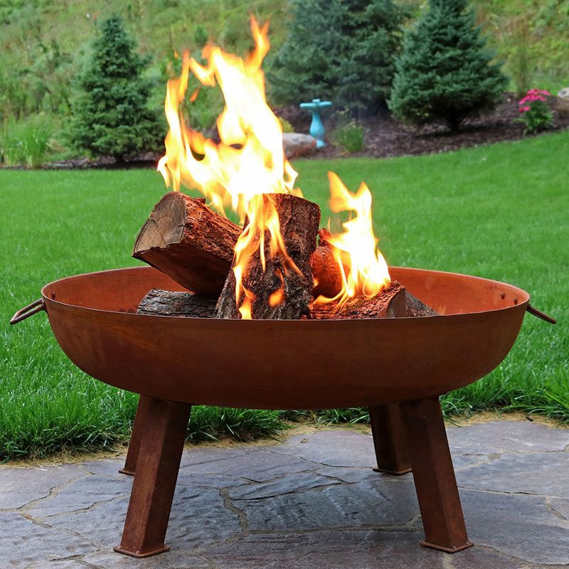 Sunnydaze Outdoor Camping or Backyard Round Cast Iron Rustic Fire Pit Bowl with Handles, 2 of 10