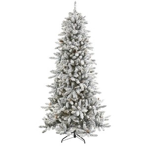 Nearly Natural 7.5-ft Flocked Livingston Fir Artificial Christmas Tree with Pine Cones and 1336 Bendable Branches - 1 of 4