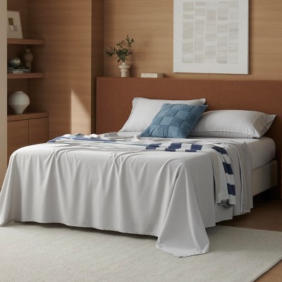 Double Stitch Cotton Tencel Sheet - Bed Sheets Set Queen Size, 4Pc Luxury Hotel Bedding Set, Soft, Cooling & Breathable for Hot Sleepers, Deep Pocket