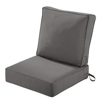 Rohando Stripe Outdoor/Indoor 2-Piece Deep Seat Cushion Set for Patio Furniture, Natural Grey Latitude Run Fabric: Gray