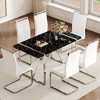 NicBex 5 PCS/7 PCS MDF Dining Table Set,4/6 PU Chairs with C-Tube Metal Legs for Dining Meeting Room - 2 of 4