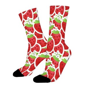 Fresh Red Strawberry Women Printed Crew Socks Funny Funky Socks Soft Polyester Novelty Gifts for Artists Men - 1 of 1