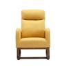 PAGED Premium Linen Accent Chair with Solid Wood Legs & Convenient Side Pocket, High-Back Rocking Armchair for Living Room, Natural Beige - 4 of 4