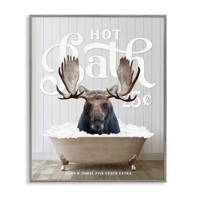 Stupell Industries Vintage Bathroom Moose Ad, 16" x 20"