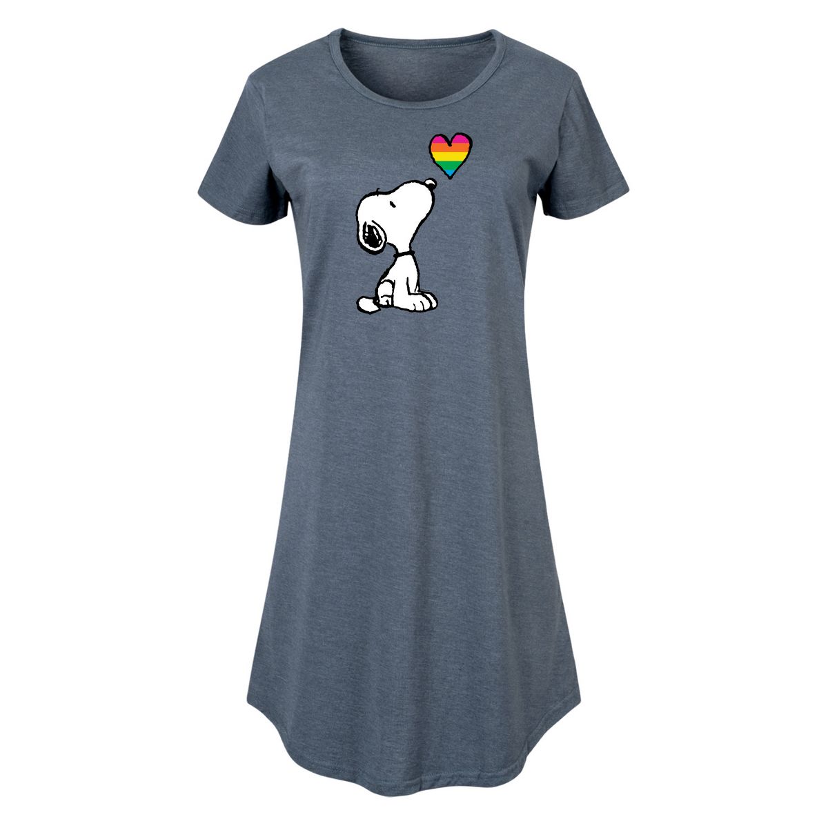 Women's - Peanuts - Snoopy Rainbow Heart Graphic T-shirt Dress