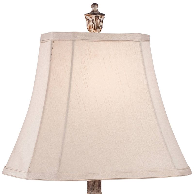 Regency Hill Country Cottage Table Lamp 25" High Antique Gold Leaves Petite Vase Off White Rectangular Shade for Living Room Family Bedroom, 4 of 10